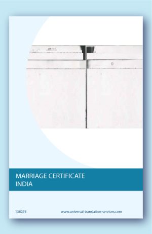 Indian marriage certificate translated into English