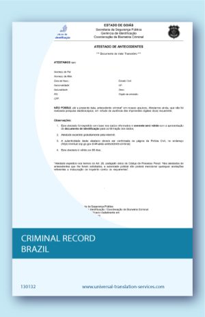 Criminal record Brazil English translation