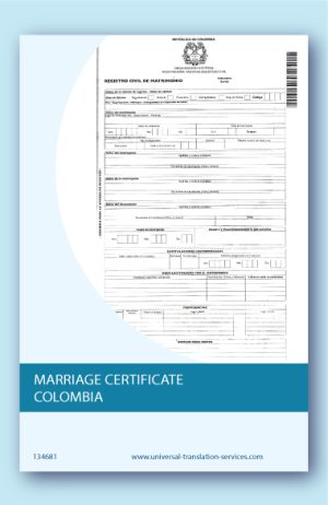 English translation of Colombian marriage certificate