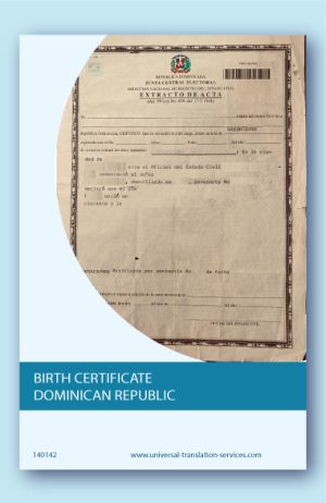 Dominican birth certificate translation